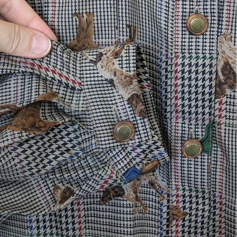 VTG Traditional Trading Co Novelty Dog Plaid Skirt Set 12 USA 90s Houndstooth